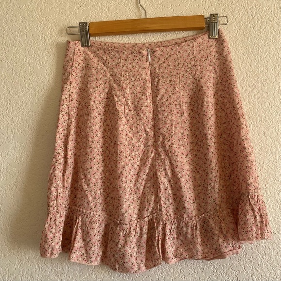 Brandy Melville cara ruffle skirt- pink floral Size 3 - Picture 7 of 8